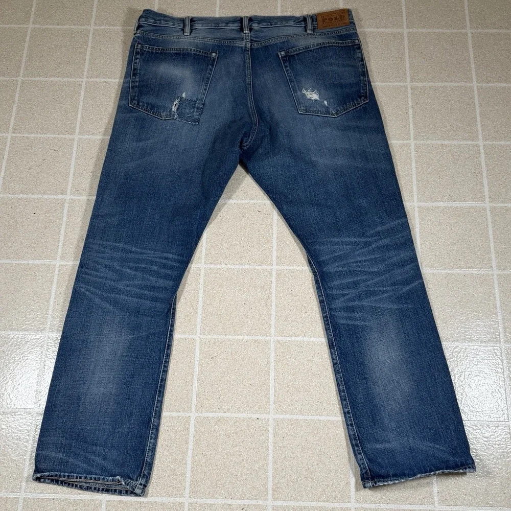 Polo Ralph Lauren Men Straight Denim Jeans Blue Distressed Patchwork 625 40x32